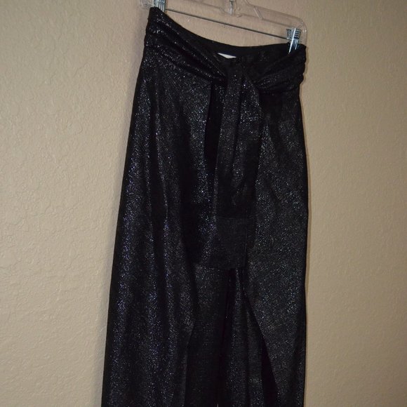 NWOT Sz 4 Hellessy Black Metallic Avedon Tie Waist Drape Panel Pants - Picture 3 of 11